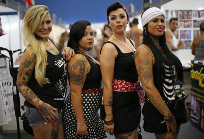 ‘리우 타투 위크(Rio Tattoo Week)’가 16일(현지시간) 브라질 리우데자네이루에서 3일간의 일정으로 개막됐다. AP=뉴시스