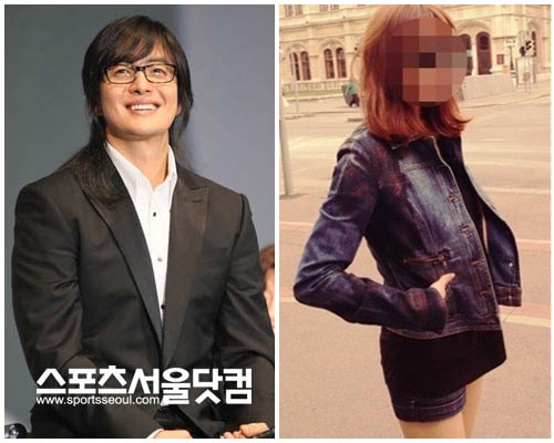 배용준(왼쪽)의 여자 친구 구소희에 대한 누리꾼의 관심이 뜨겁다. 사진출처=더팩트DB, 온라인 커뮤니티