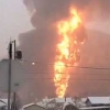 美 100량 유조열차 탈선, 거대 불기둥 치솟아
