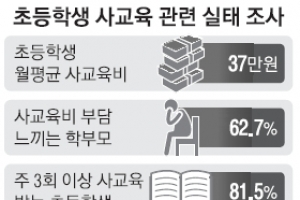 초등생 과외비 월 37만원… 여가 하루 2~3시간뿐