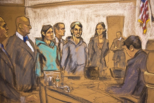 뉴욕서 IS 가담하려다 체포된 남성들 재판 스케치 AP/뉴시스