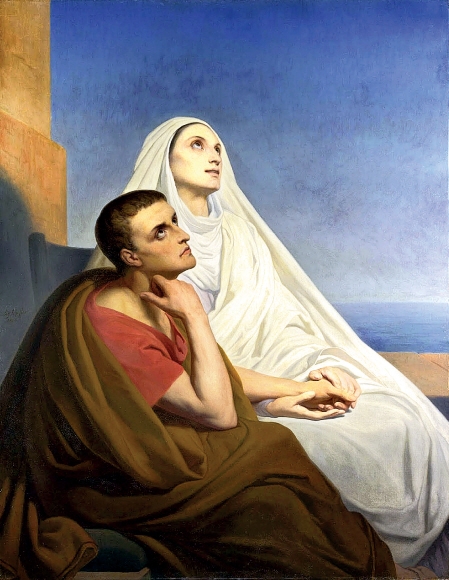 아리 스헤퍼르作 ‘성 아우구스티누스와 성 모니카’(1846년) 서양의 4대 교부 중 한 사람인 아우구스티누스는 어머니의 생애로 자신이 살아야 하는 모범적인 삶을 서술한 종교적 자서전 ‘고백록’을 남겼다.  민음사 제공