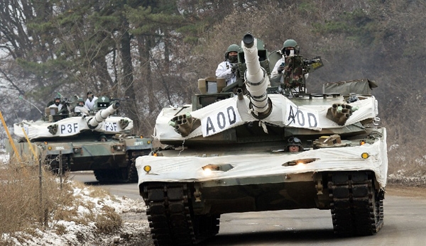 설상 위장을 한 육군 30사단 K1A1 전차. ⓒ대한민국 국군 플리커(국방부)