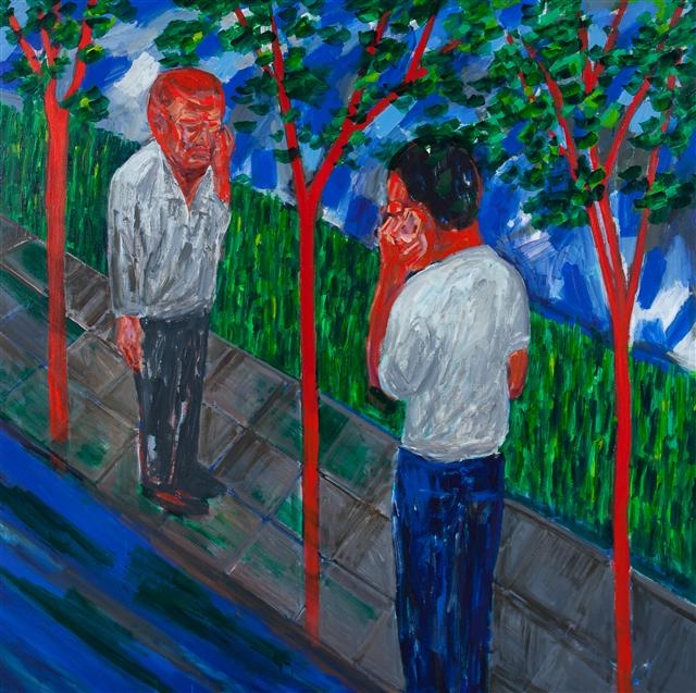 ‘베이징 자이오닝거리’(2009~2015). 도시는 달라도 단절된 채 전화기로 누군가와 통화하는 모습은 똑같다.  금호미술관 제공 