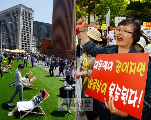 ‘5월의 낭만?’ ‘생존권 박탈?’…서울역 고가도로 공원화에 대한 대조적인 풍경 눈길