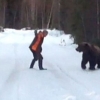 달려드는 성난 곰 모면하는 남성, 과연 죽은 척했을까?