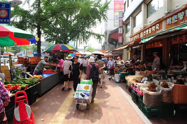 중국산 한약재 추방 운동 등으로 최근 활기를 띠기 시작한 약령시.