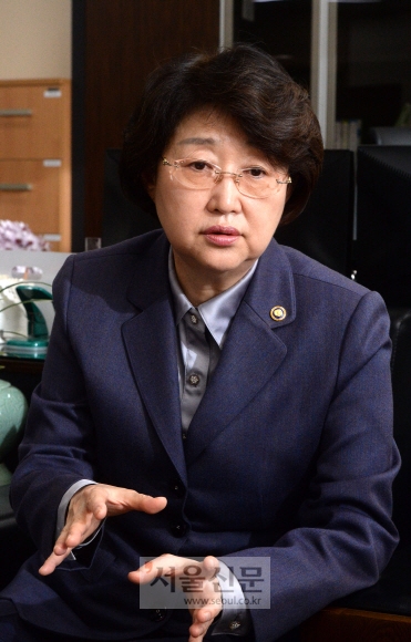 김승희 식품의약품안전처장이 28일 서울 양천구 목동 서울지방식약청 집무실에서 서울신문과 인터뷰를 갖고 건강기능식품 관리체계 개편 방안과 청소년의 온라인 마약거래 근절책 등에 대해 설명하고 있다. 이종원 선임기자 jongwon@seoul.co.kr