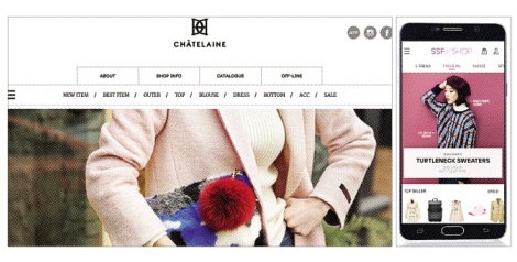패션그룹 형지와 삼성물산 패션부문의 온라인 쇼핑몰인 ‘샤트렌몰’과 ‘SSF샵’의 첫 화면.  각 사 제공 