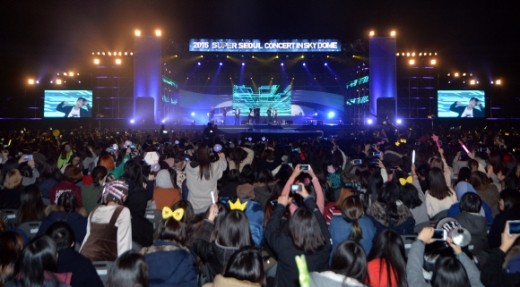 12일 서울 구로구 고척동 고척스카이돔에서 열린 ’2015 슈퍼 서울 콘서트’에서 방탄소년단이 공연을 펼치고 있다.<br>박지환 기자 popocar@seoul.co.kr