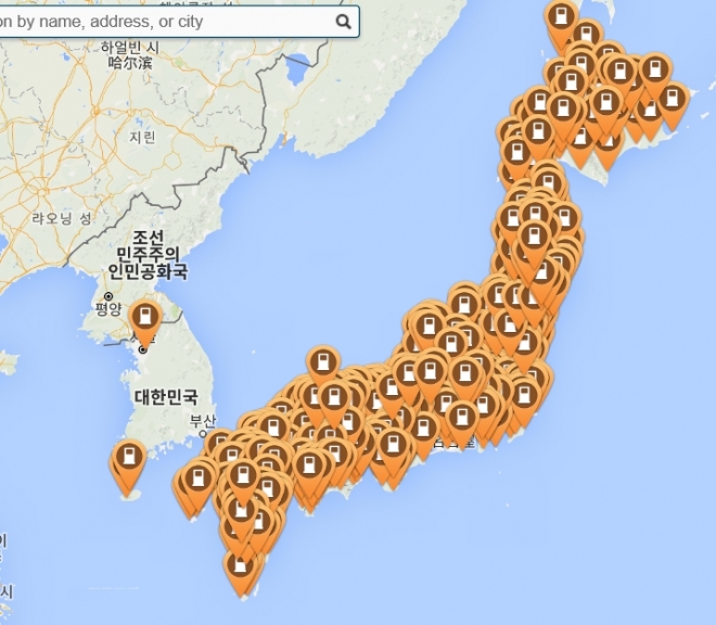 일본 급속 충전소(출처 Chademo, 한국 현황 미확인