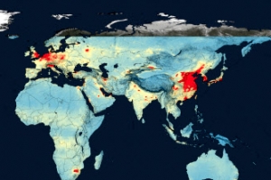 우주에서 바라보니… 중국·한반도 공기오염 ‘빨간불’