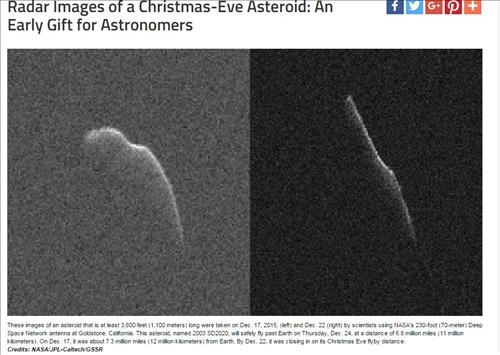 NASA가 공개한 소행성 2003 SD220<<NASA 홈페이지 캡처>> 연합뉴스