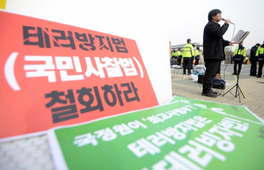 [서울포토] “테러방지법 직권상정을 철회하라”