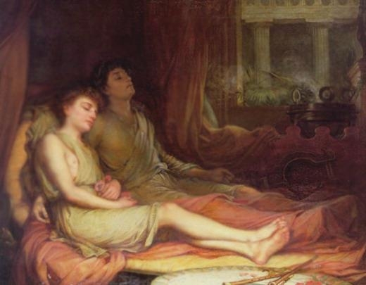 잠의 비밀이 현대과학에 의해 밝혀지기 전까지 많은 사람들은 잠이란 ‘살아 있는 사람이 죽음에 가장 가까이 다가가는 상태’라고 생각했다. 실제로 그리스 신화에서 잠의 신 ‘히프노스’는 죽음의 신 ‘타나토스’와 쌍둥이 형제로 나온다. 그림은 존 워터하우스의 ‘잠의 신 히프노스와 그의 쌍둥이 형제인 죽음의 신 타나토스’(1874년). 위키피디아 제공 