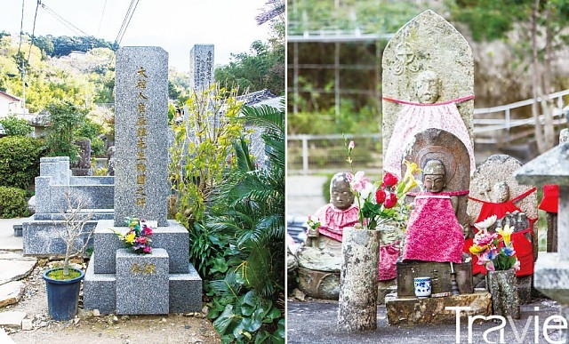 이즈하라 슈젠지 내에 있는 최익현 선생 순국 기념비와 지장보살상. 일본에서는 지장보살상에 이렇게 앞치마 모양의 옷을 입힌다고 한다