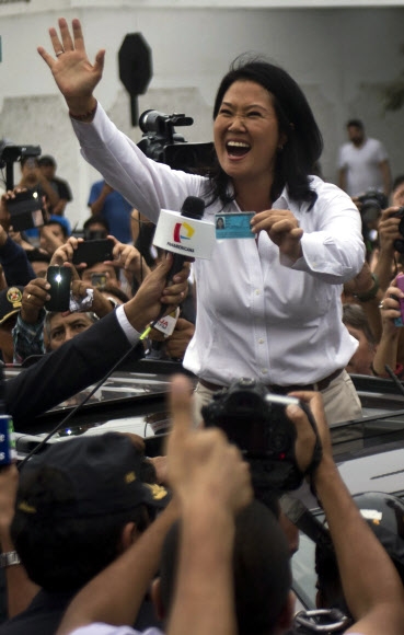 페루 대선 1위 게이코 후지모리 후보.     리마 AFP 연합뉴스