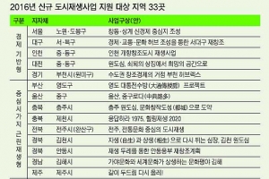 3100억원 들여 33곳 도시 재생… 우리동네 있을까