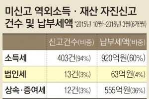 해외소득·재산 미신고 세원 5129억 발굴