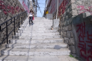 자랑거리였던 해바라기·잉어 벽화… 왜 회색 페인트로 덧칠했나