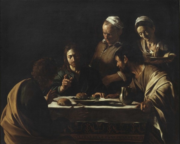 카라바조의‘엠마우스에서의 저녁식사’(1605년). 브레라미술관.