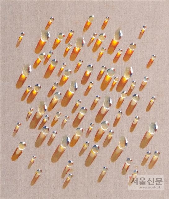 김창열(b.1929), 물방울 SN201201 마포에 유채, 53x45.5cm, 2012,