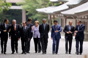 [포토] G7정상, 日이세신궁 방문 ‘화기애애’