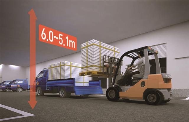 인천 주안제이타워 높은 층고 사용 예시.