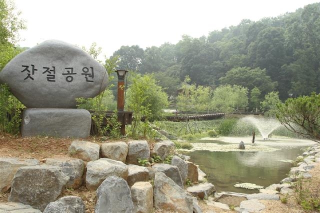 9일 서울 구로구가 반딧불이를 방사할 장소인 구내 잣절공원 생태연못 모습.구로구 제공