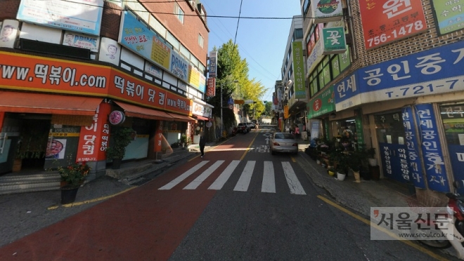 경기 성남 중앙초등학교 앞 통학로 개선공사 전 모습. 경기남부지방경찰청 제공