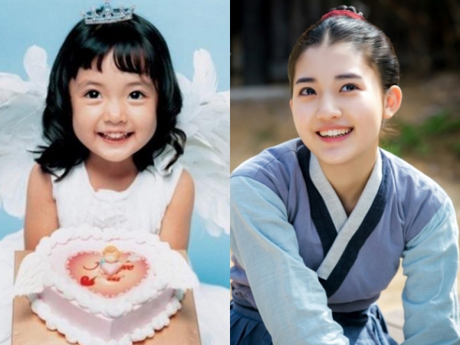 배스킨라빈스 광고 촬영 당시 정다빈(왼쪽) 모습과 주말극 ‘옥중화’ 출연 당시 모습.