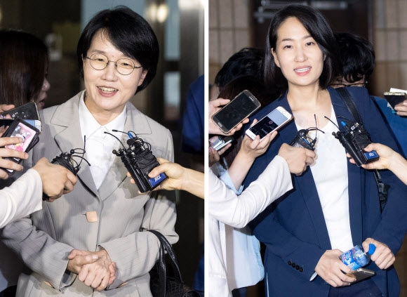 국민의당 총선 홍보비 리베이트 의혹 사건 관련 국민의당 박선숙(왼쪽)과 김수민 의원.   연합뉴스