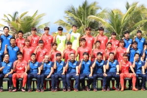 [서울포토] ‘메달을 향하여’… 파이팅 외치는 올림픽축구대표팀