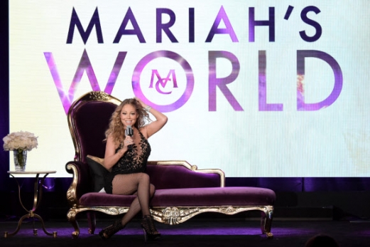 머라이어 캐리가 3일(현지시간) 미국 캘리포니아주 베벌리힐스 NBC television Critics Association summer press tour 중 ‘Mariah’s World(머라리어 월드)’ 패널로 출연하고 있다. AP 연합뉴스