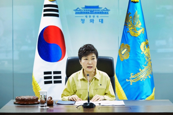 박근혜 대통령이 22일 청와대에서 ’2016년 을지 국가안전보장회의(NSC)’를 주재하고 있다.  청와대 제공
