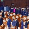 [서울포토] 퇴장하는 새누리당…정기국회 개회식 정세균 국회의장 개회사 반발