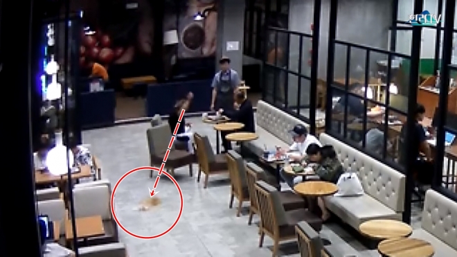 카페에서 컵을 깨뜨리며 난동을 부리는 남성. 한라일보 유튜브 캡처