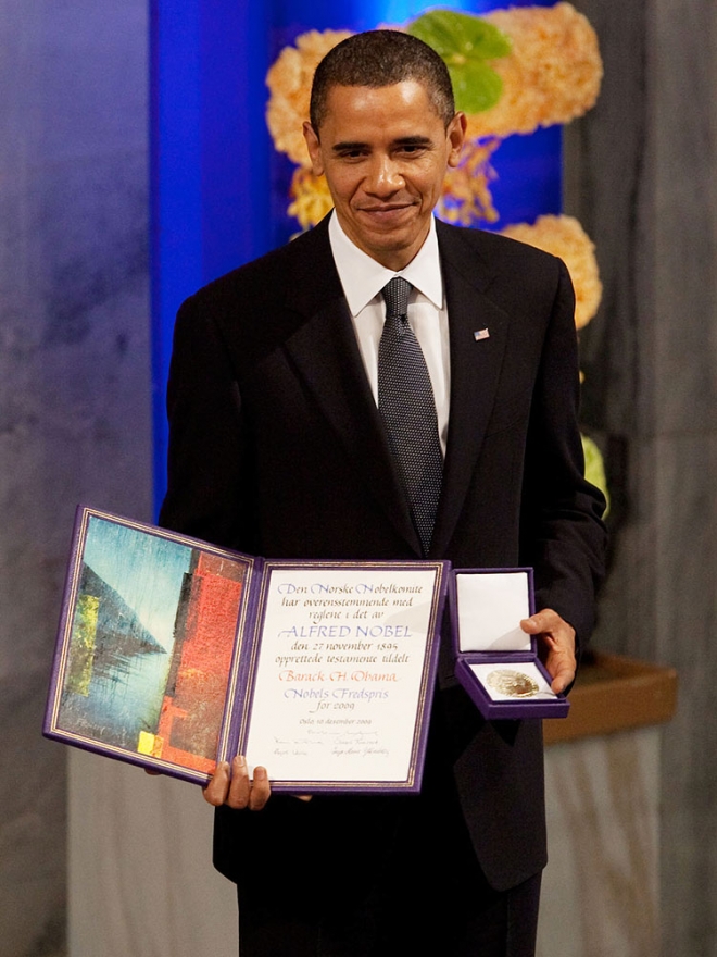 노벨상을 수상한 버락 오바마 대통령