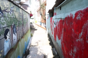 수원 행궁벽화마을 페인트칠 훼손