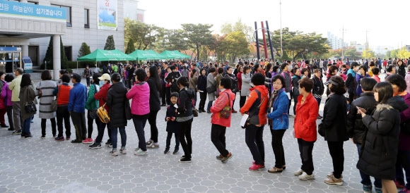 독감 예방 접종 첫날 풍경