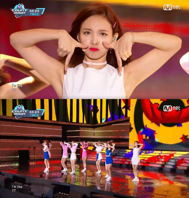 엠카운트다운서 펼쳐진 트와이스 ‘TT’ 무대 [엠넷 엠카운트다운 방송화면 캡처]