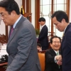 [서울포토] ‘전 나가겠습니다’…여야 3당 원내대표 회동