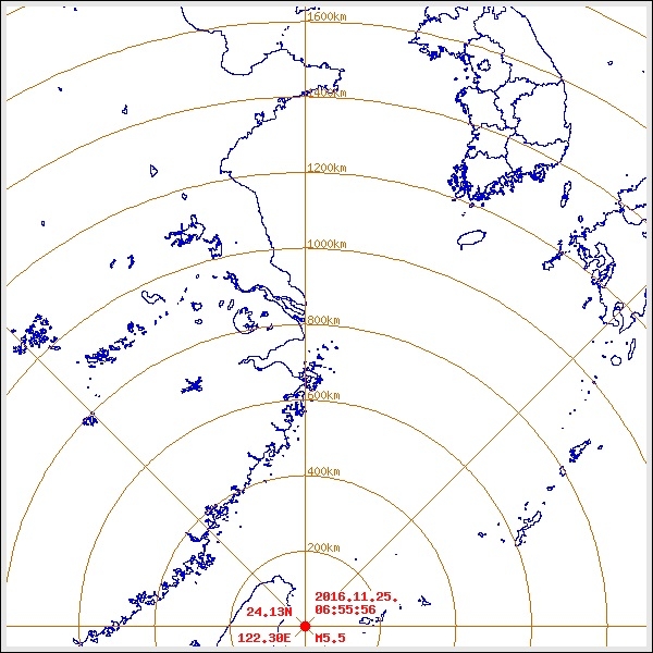대만에서 규모 5.5 지진 발생