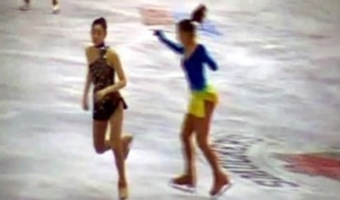 2009년 김연아와 수구리 후미에 연습 장면 동영상 캡쳐.
