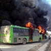 불타는 알레포 주민·반군 수송 버스