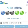 로또 734회 1등 당첨번호 ‘6, 16, 37, 38, 41, 45’