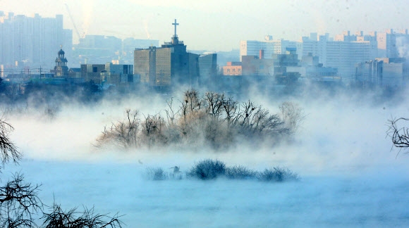 춘천 소양강에 핀 얼음꽃