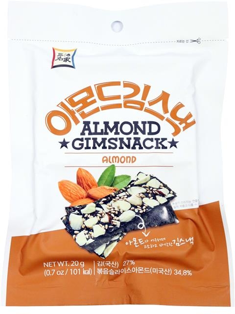 김과 김 사이에 아몬드를 넣은 ‘아몬드김스낵’.  삼해상사 제공