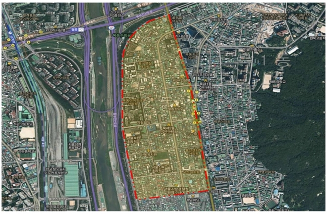 묵2동 도시재생지역 2단계 사업대상지.