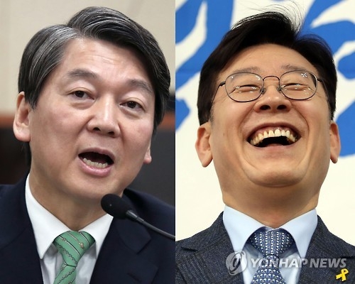 안철수 국민의당 전 대표(왼쪽) ·이재명 성남시장 연합뉴스
